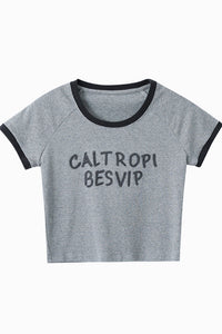 Letter Embroidery Slim Fit Short Sleeve T-Shirt