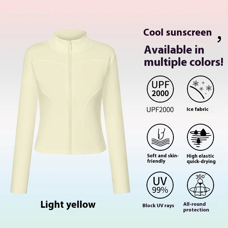 Women's UV Protection Yoga Jacket – Cooling, Stretch Fit, Long Sleeve Workout Layer