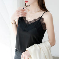 Eyelash Lace Satin Camisole Top – Elegant & Comfortable Sleepwear