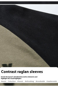 Men’s Color Block Raglan Sweatshirt – Contrast Patchwork Design