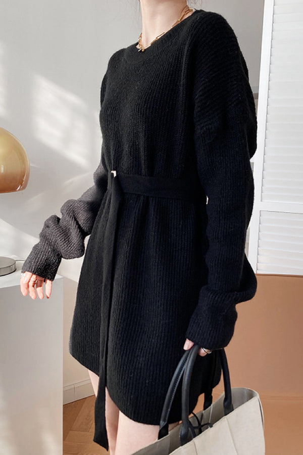 Round-Neck Sweater Mini Dress