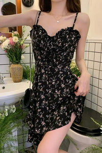 Black Floral Cami Mini Dress