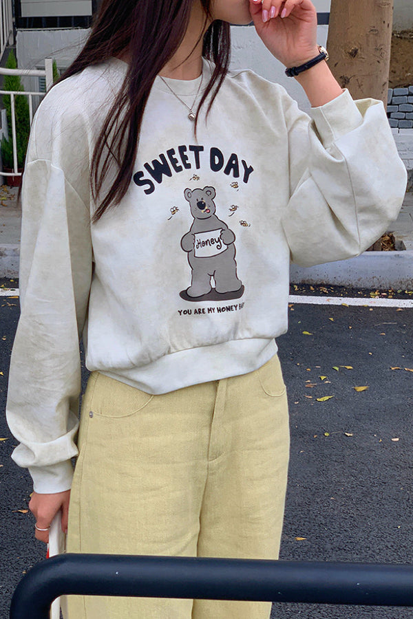 Bear Print Long Sleeve Sweatshirt