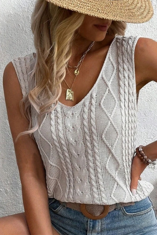 V-Neck Twist Hollow Top Holiday Sweater