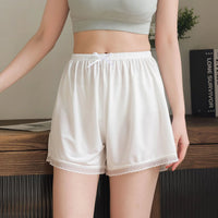Women’s Loose Fit Ice Silk Lace Trim Safety Shorts – Anti-Exposure, Cooling & Breathable
