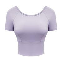 Women’s Short-Sleeve Mesh Cross-Back Workout Top – Breathable & Stylish Athletic Tee