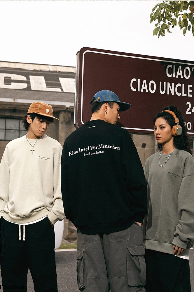 Retro American Graphic Crew Neck Sweatshirt – Oversized Pullover