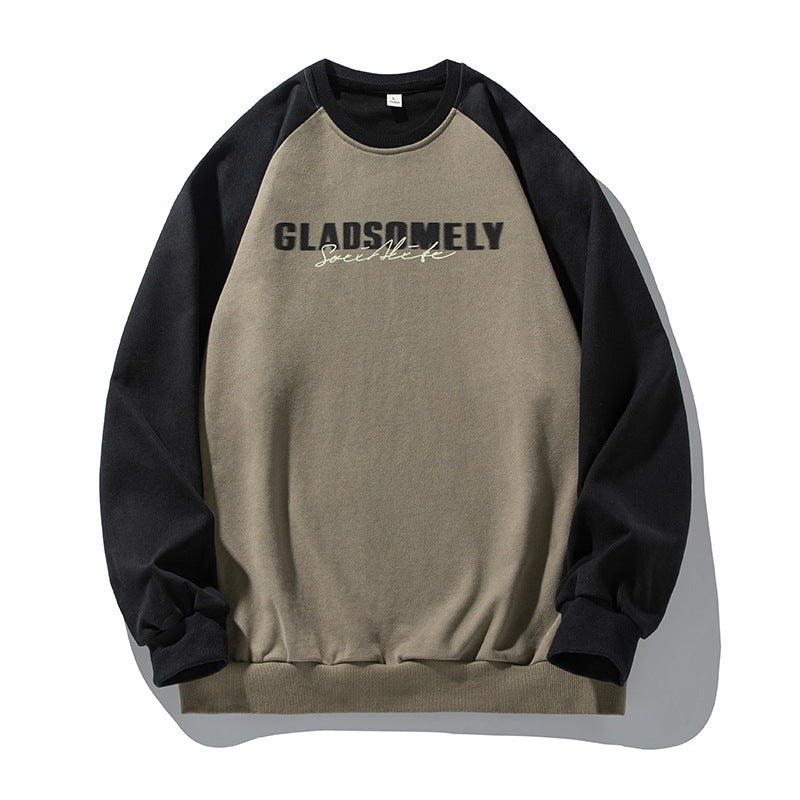 Men’s Color Contrast Patchwork Raglan Sleeve Sweatshirt – Trendy Fall & Winter Pullover
