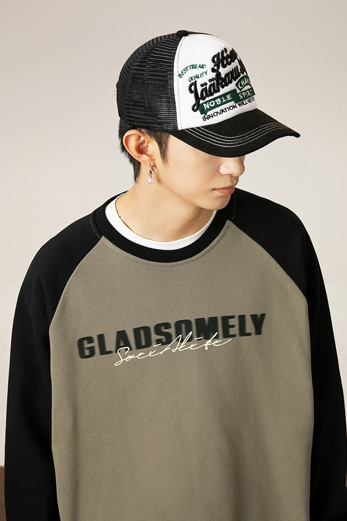 Men’s Color Contrast Patchwork Raglan Sleeve Sweatshirt – Trendy Fall & Winter Pullover