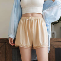 Women’s Loose Fit Ice Silk Lace Trim Safety Shorts – Anti-Exposure, Cooling & Breathable