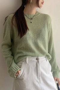 Round-Neck Knit Sweater