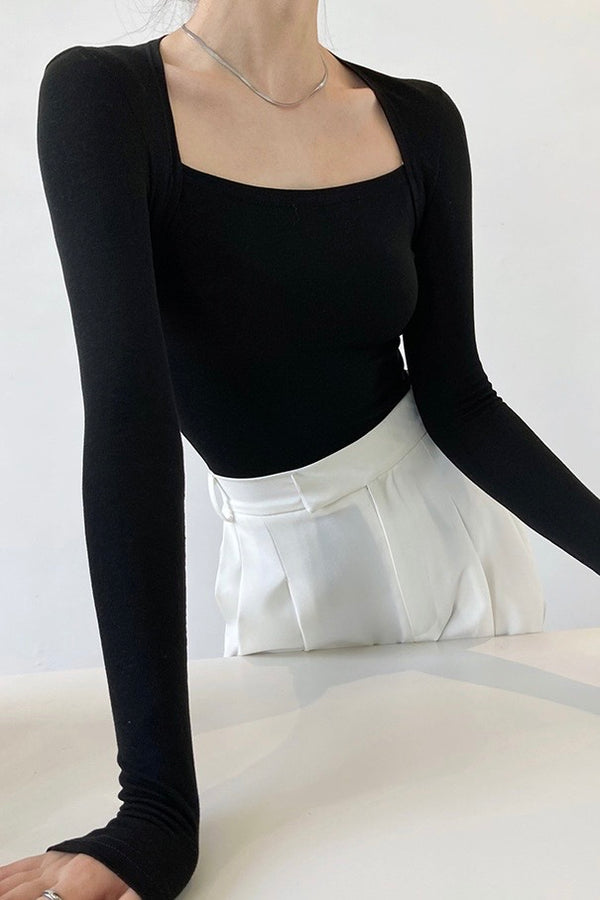 Square-Neck Long Sleeve Top