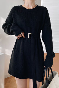 Round-Neck Sweater Mini Dress