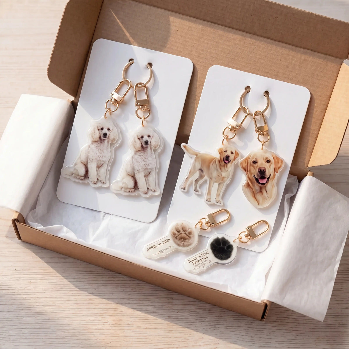 Custom Pet Portrait Keychain — Includes Personalized Memorial Key