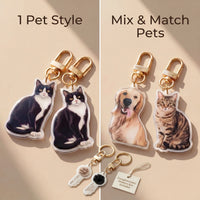 Custom Pet Portrait Keychain — Duo Set (2 Keychains + 2 Memorial Keys)