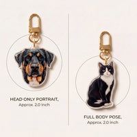 Custom Pet Portrait Keychain — Duo Set (2 Keychains + 2 Keepsake Keys)