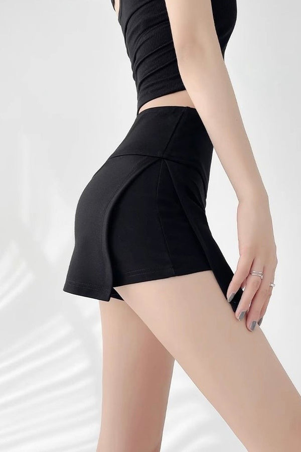 Side-Slit Sports Skirt Pants