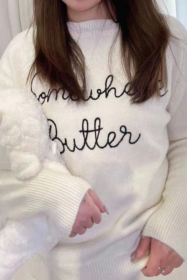Printed "Somewhere Butter" Knit Sweater