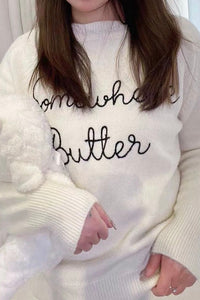 Printed "Somewhere Butter" Knit Sweater