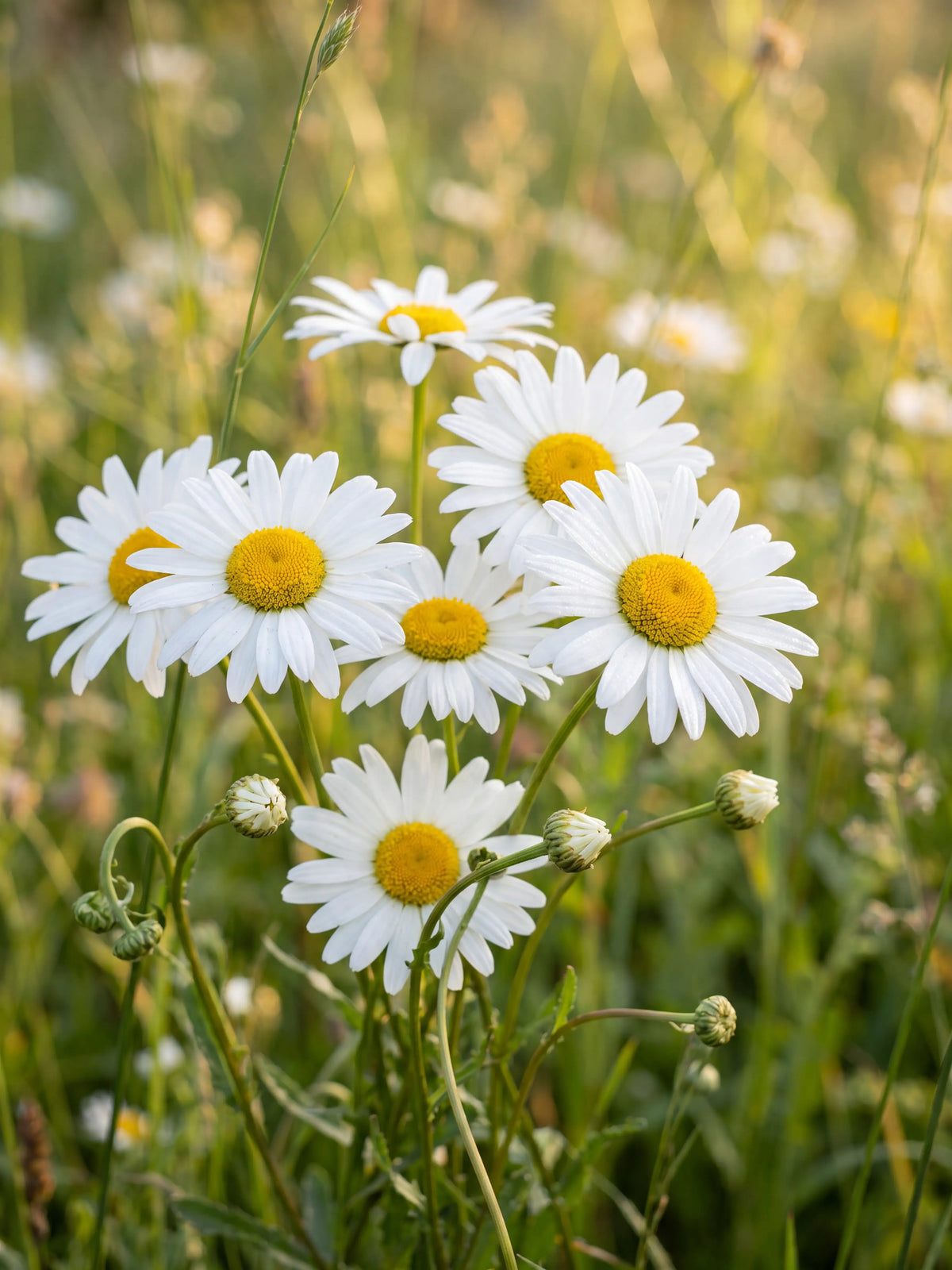 White daisies representing simple happiness in an ordinary day with a pet