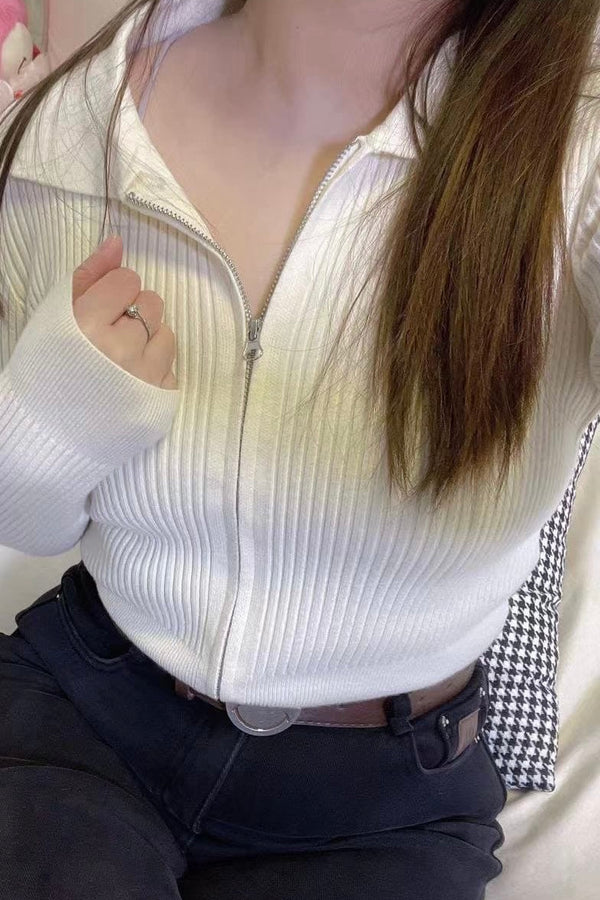 Knit Zip-Up Cardigan