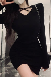 Elegant Slim Fit Knit Mini Dress