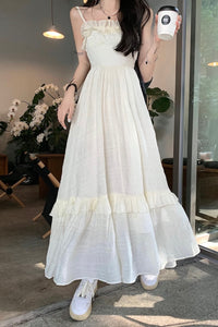 Cream Chiffon Maxi Dress