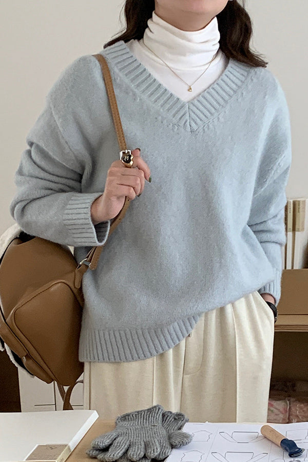V-Neck Knit Sweater
