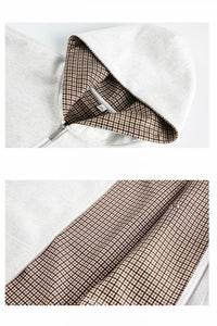 Men’s Houndstooth Contrast Zip-Up Hoodie