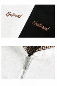 Men’s Houndstooth Contrast Zip-Up Hoodie