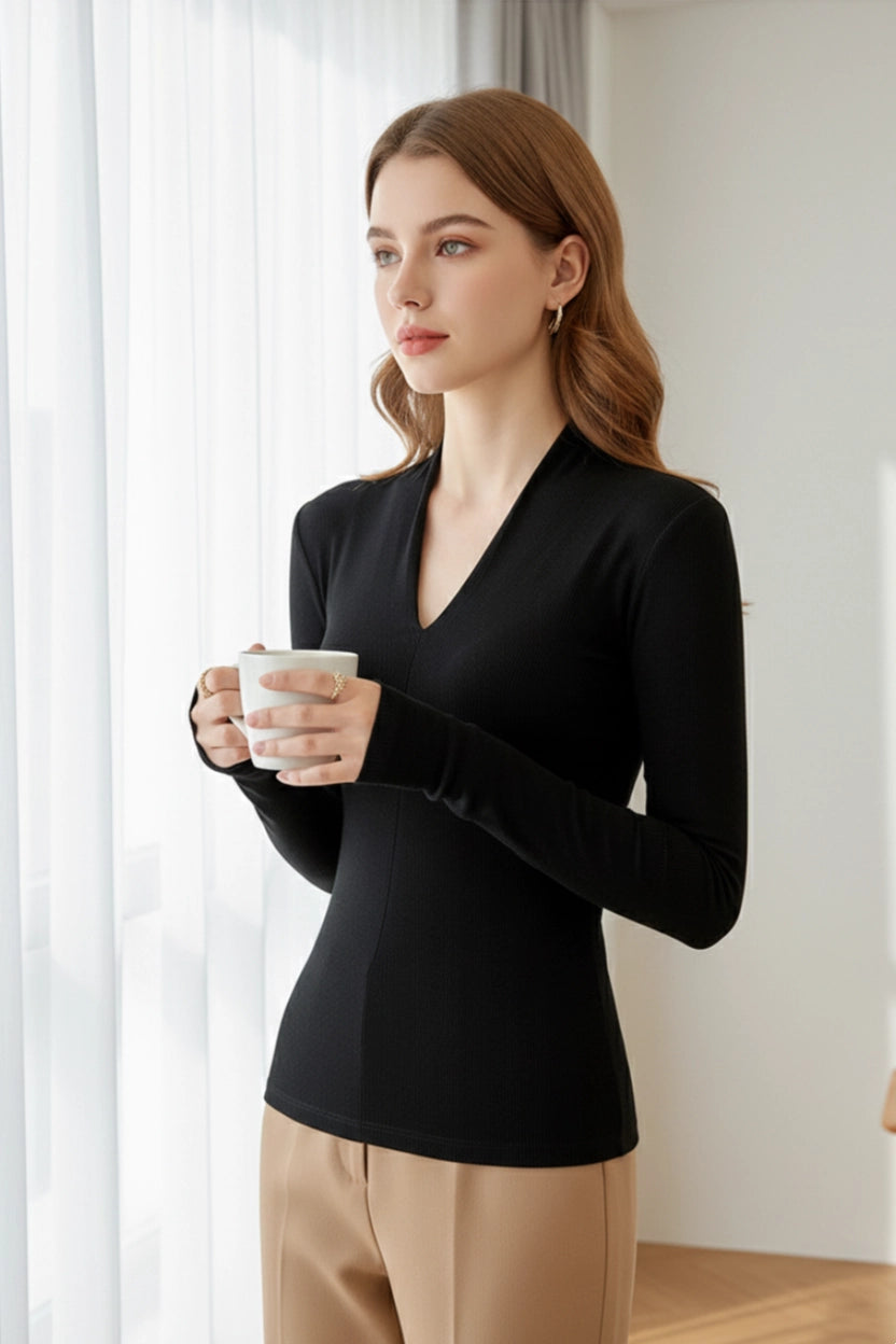 Long Sleeve V-Neck Top