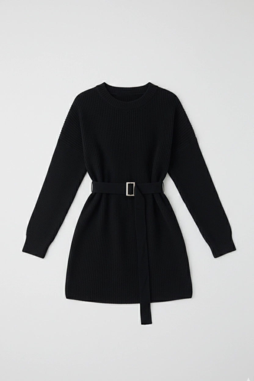 Round-Neck Sweater Mini Dress