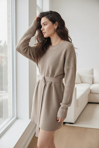 Round-Neck Sweater Mini Dress