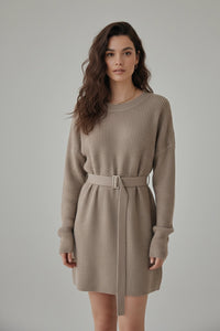 Round-Neck Sweater Mini Dress