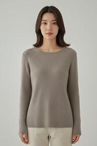 Round-Neck Long Sleeve Knit Sweater