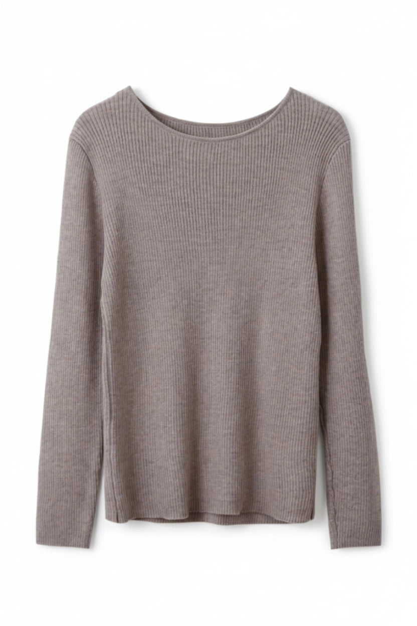Round-Neck Long Sleeve Knit Sweater