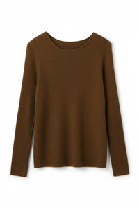Round-Neck Long Sleeve Knit Sweater