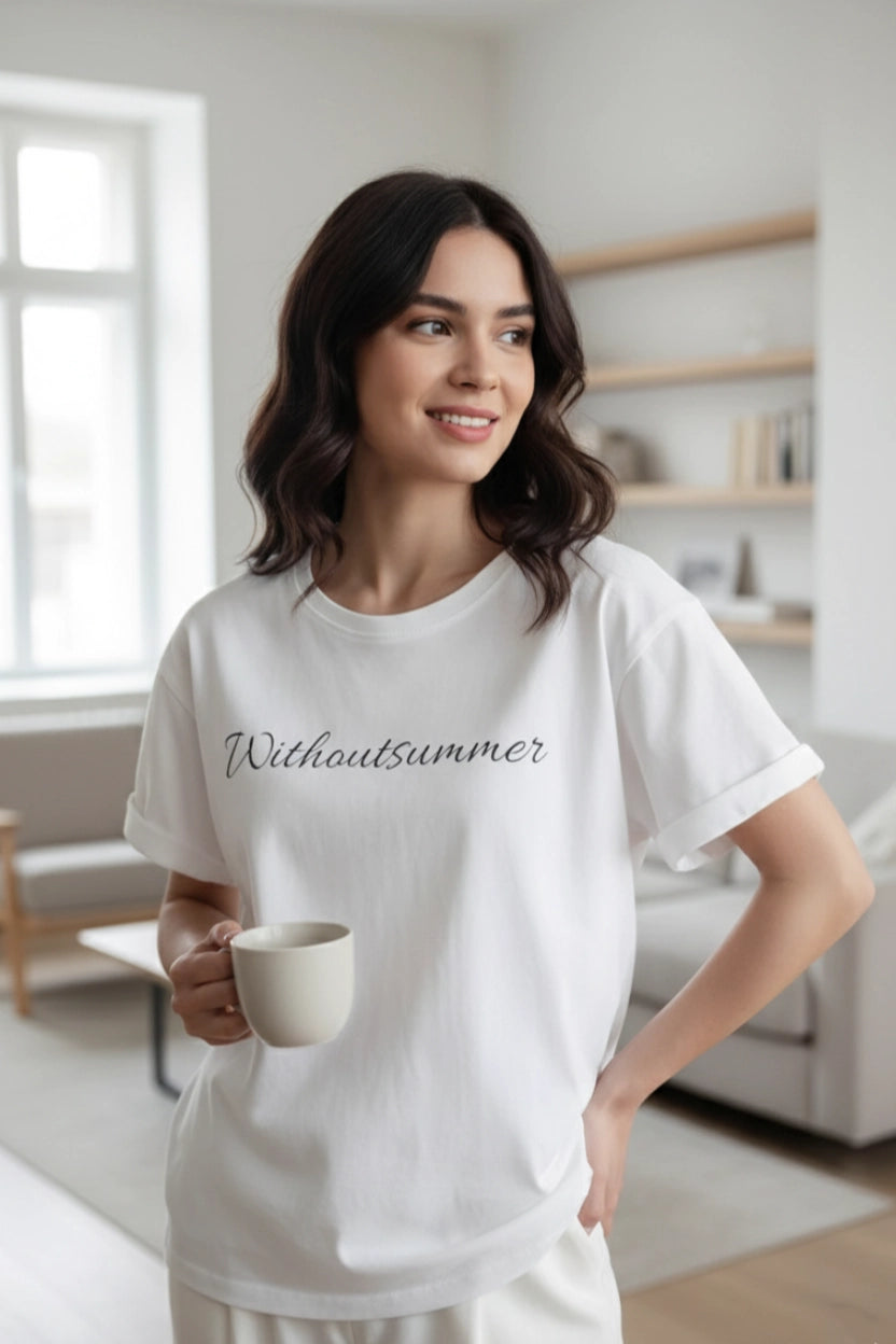 Letter Print Cotton T-Shirt