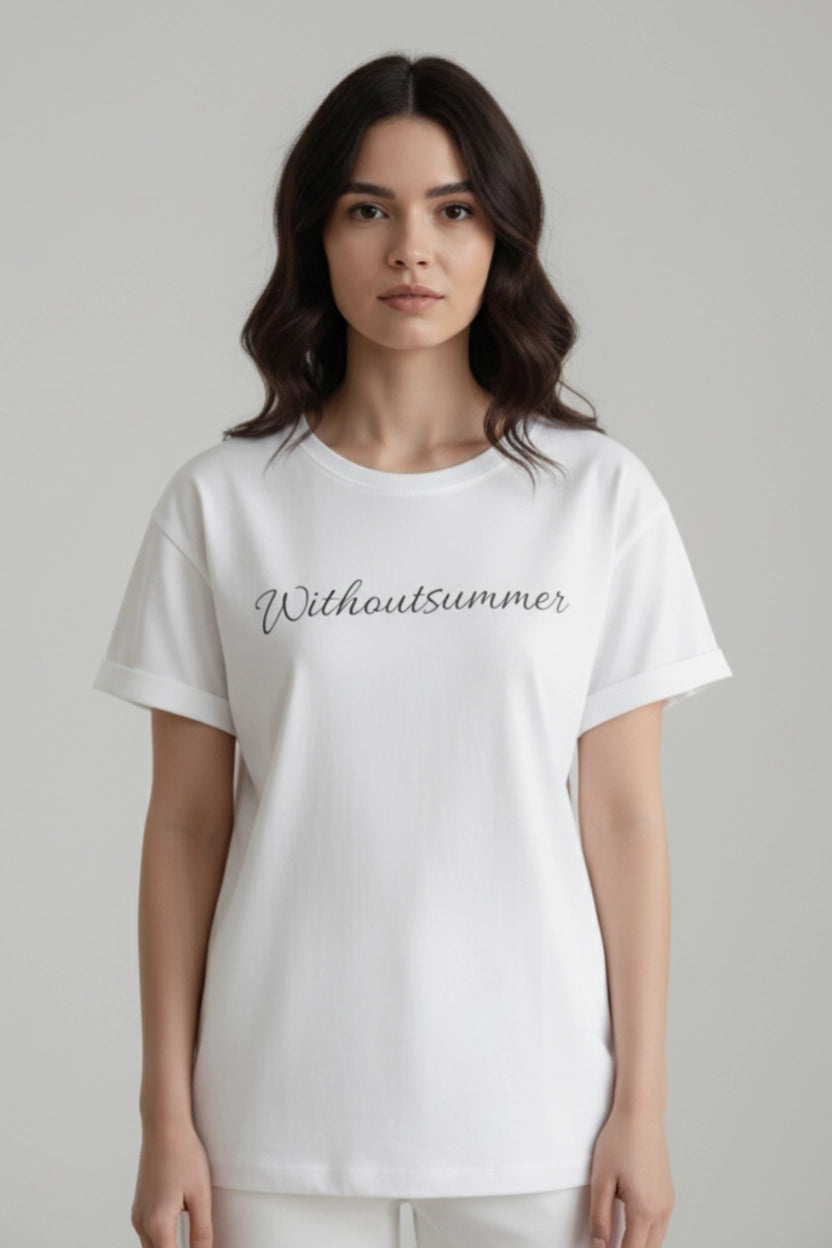 Letter Print Cotton T-Shirt