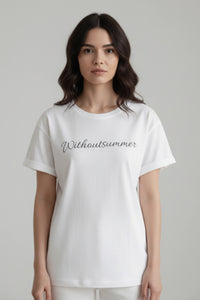 Letter Print Cotton T-Shirt