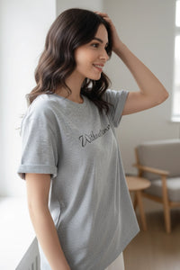 Letter Print Cotton T-Shirt