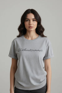 Letter Print Cotton T-Shirt