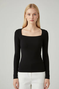 Square-Neck Long Sleeve Top