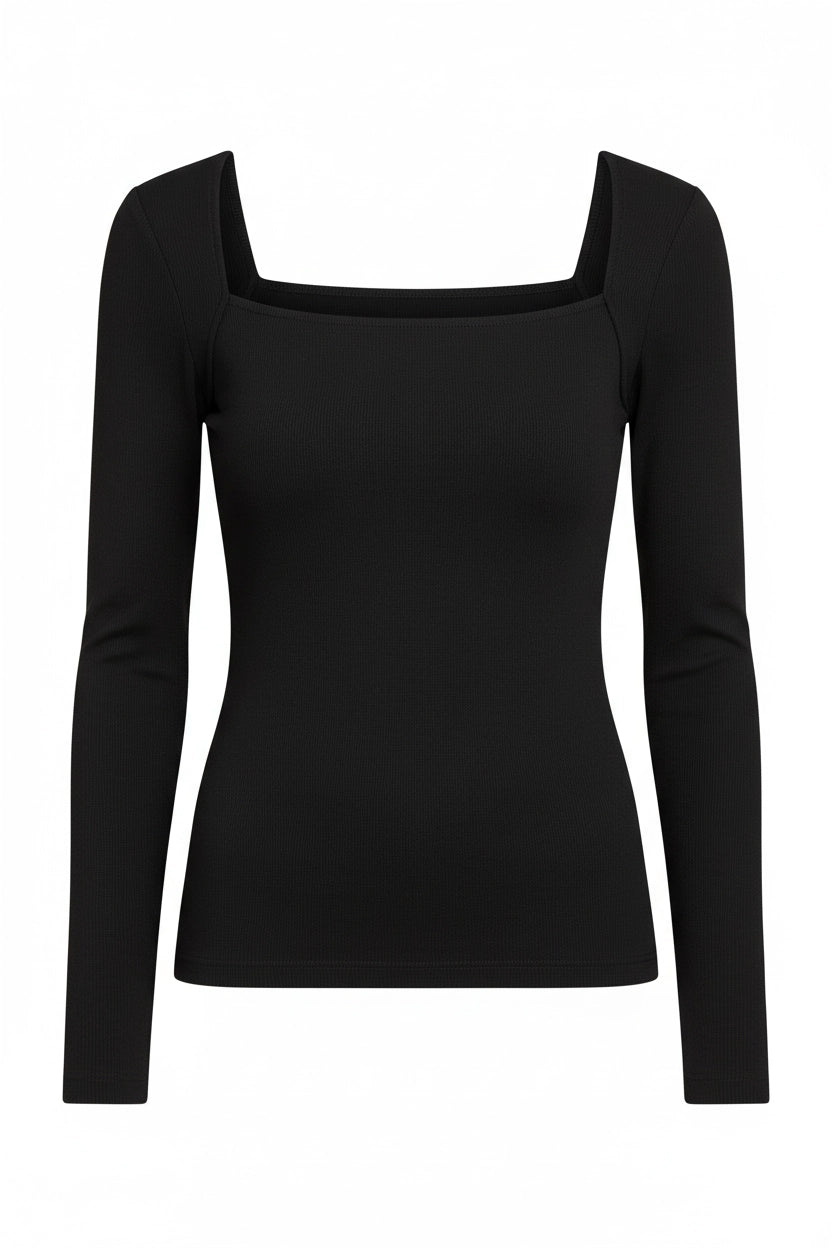 Square-Neck Long Sleeve Top