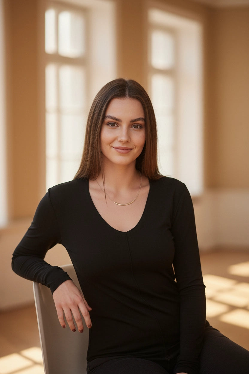 V-Neck Long Sleeve Top