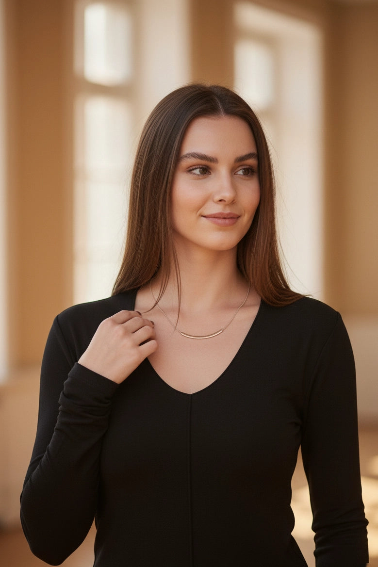 V-Neck Long Sleeve Top