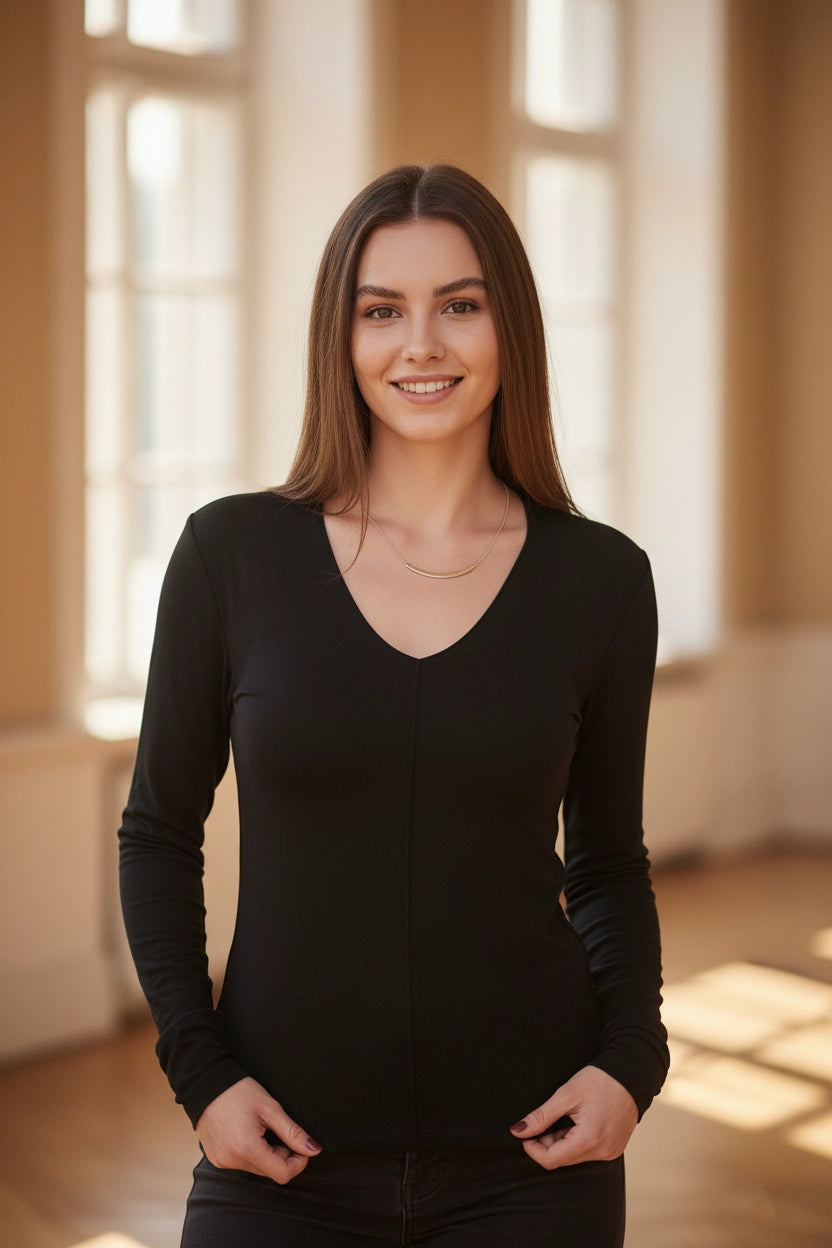 V-Neck Long Sleeve Top