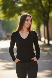 V-Neck Long Sleeve Top