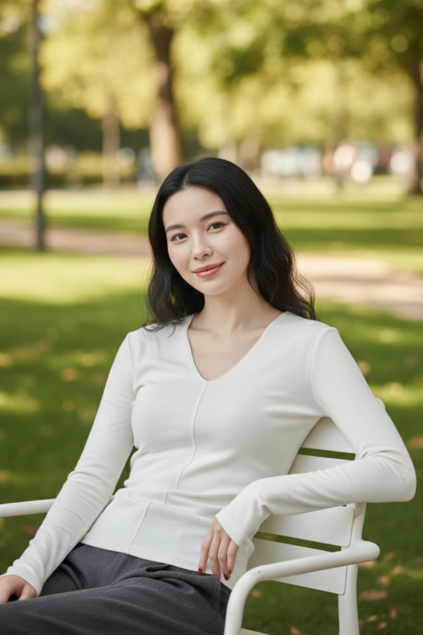 V-Neck Long Sleeve Top