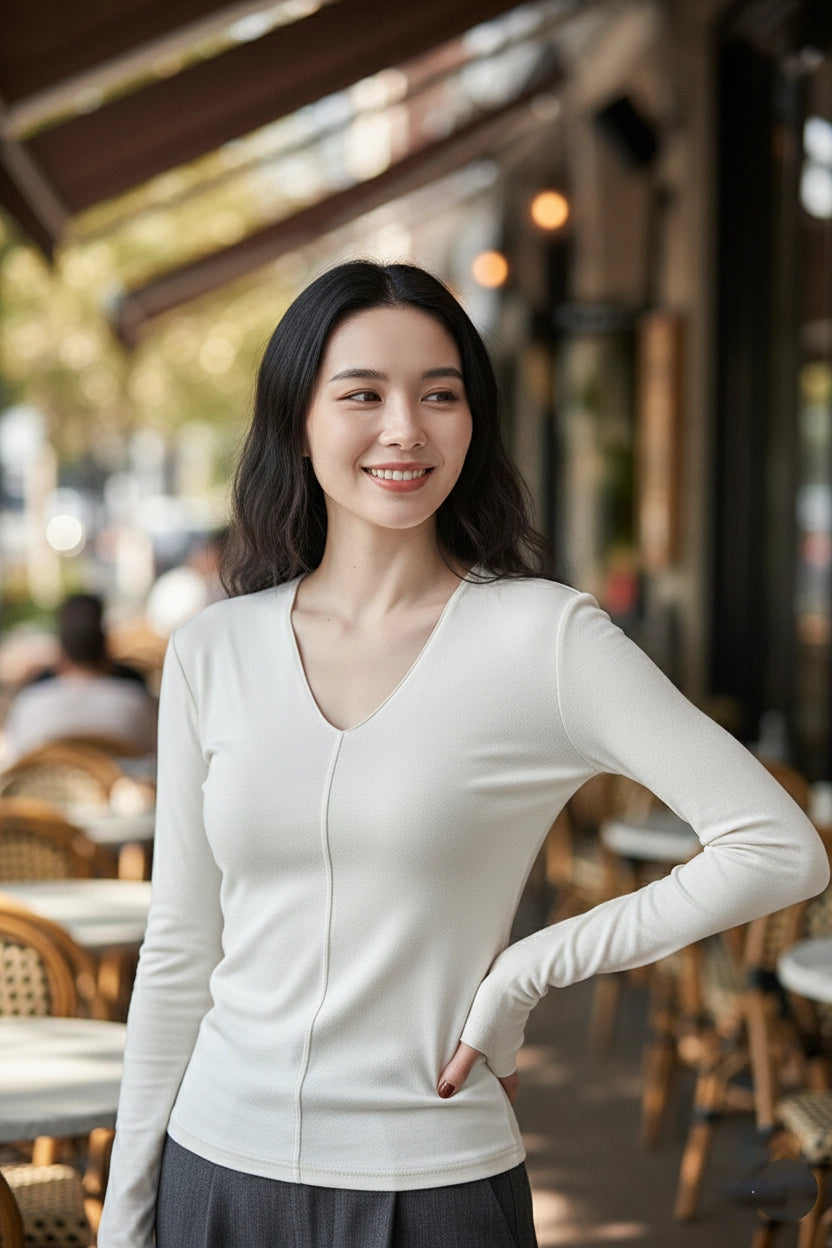 V-Neck Long Sleeve Top